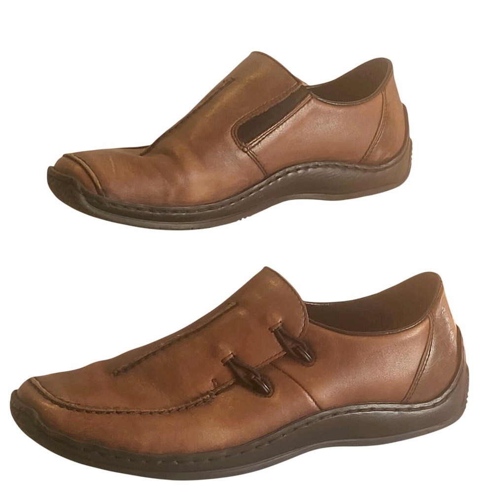 Rieker Mens Antistress 08519-18-34 Center Seam Slip On Loafers Brown Leather 40